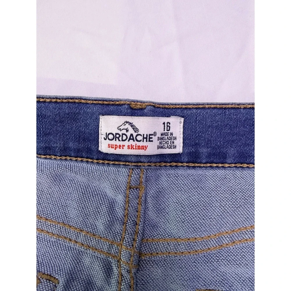 Jordache Kids Super Skinny Jeans Light Wash Blue Button Fly Size 16‎ Slim